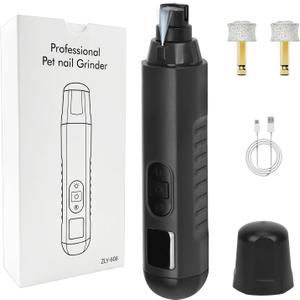 OWill Electric Dog Nail Grinders with Dual LED Light, 5-Speed Quiet Pet Nail Trimmer with LCD Display, Rechargeable Dog Claw Grinder File for Large Medium Small Dogs and Cats