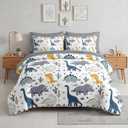 Nesker Queen Comforter Set for Boys, 7 Pieces Dinosaur Bedding for Kids