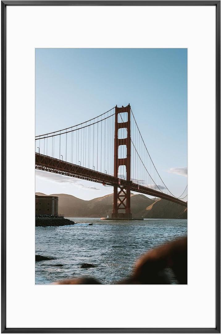 Frametory, 16x24 Metal Picture Frame with Mat for 12x18 Picture & Real Glass, Aluminum Photo Frame Collection (Black, 1 Pack)
