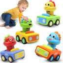 Pbooo Toys for 1 Year Old Boy, Press and Go Car Toys for Toddlers 1-3, Push and Go Animal Toy Cars Set, Birthday Gifts for 1 2 Year Old Boys, Baby Toys 12-18 Months