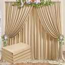 20 ft x 10 ft Wrinkle Free Champagne Backdrop Curtain for Parties, 4 Panels 10ft Polyester Champagne Photo Backdrop Drapes for Graduation Birthday Wedding Party Stage Curtains