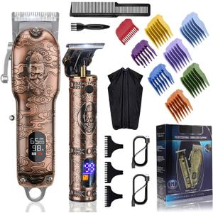 RESUXI Hair Clippers for Men with Barber Trimmer Set,Professional Haircut Clippers for Hair Cutting Grooming Kit,Cordless Beard Trimmer Hair Cutter Barber Accessories USB Rechargeable (Rose Glod)