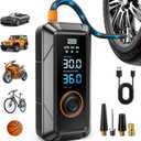 Tire Inflator Portable Air Compressor, Cordless & 12V DC Air Inflator for Car Bikes MotorcycleTires Balls with Auto Shut-Off, Digital Pressure Gauge, Compact Emergency Pump