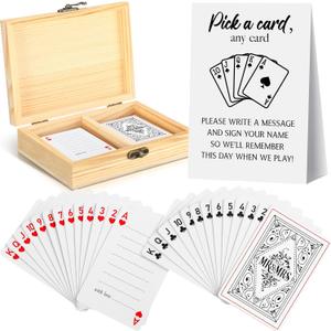 AceOrbit 57 Pack Wedding Guest Book Playing Cards Set with Storage Box Signing Book Guest Card Deck Wedding Guestbook Alternative for Young Couple Vegas Weddings Bridal Shower Party Games(Classic)