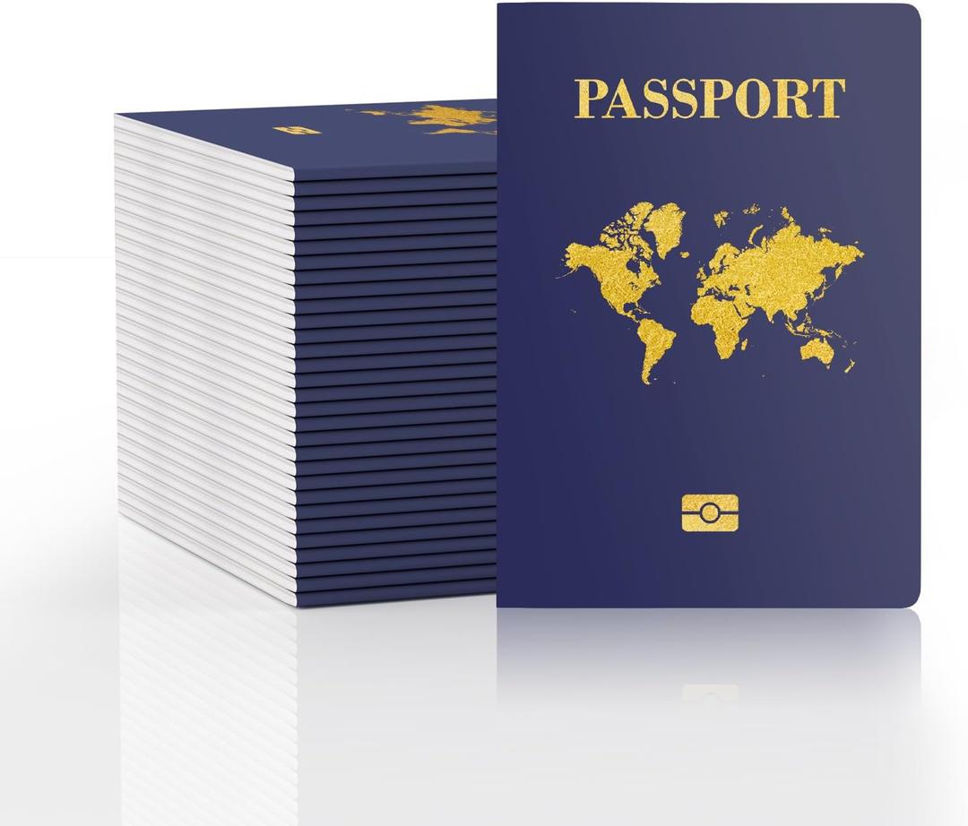 30 Pcs Kids Passport Book Blank Fake Passport Notebooks for Pretend Travel, Party Supplies, School Projects, Travel-Themed Events