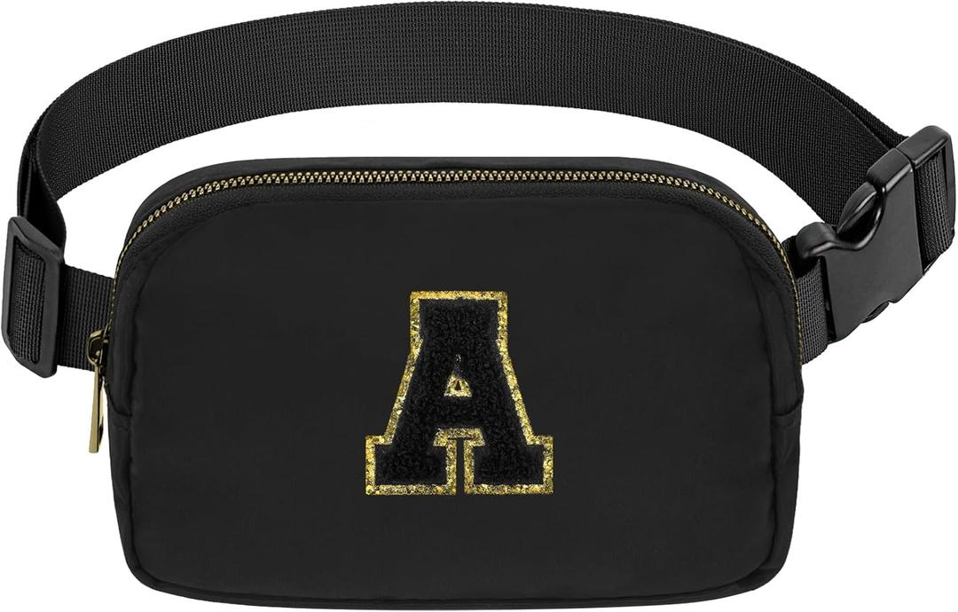 Birthday Gifts Christmas Personalized Gift for 4 5 6 7 8 9 10 11 12 13 14 Year old Girls Teen Sister Kid Initial Letter Fanny Pack Trendy Stuff Crossbody Bag Black Letter A
