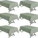 sancua 6 Pack Sage Green Tablecloth 60 x 102 Inch, Rectangle Table Cloth for 6 Feet Tables - Stain and Wrinkle Resistant Washable Polyester Table Cover for Dining Tables, Buffet Parties and Camping