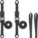 EXVITAL Tie Down Straps with Hook Cam Buckle Straps 1" x 8 1200lbs Break Strenght with Extra Soft Loops for Motorcycle, Kayak, ATVs, Dirt Bike, Truck, Car Black 2 Pack