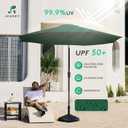 JEAREY 9FT Outdoor Patio Umbrella Outdoor Table Umbrella with Push Button Tilt and Crank, Market Umbrella 8 Sturdy Ribs UV Protection Waterproof for Garden, Deck, Backyard, Pool (Dark Green)