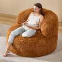 Hobestluk Bean Bag Chair Giant Bean Bag Chairs for Adults Big Adult Bean Bag Chair with Foam Filler Large Beanbags with Stuffed Back Lazy Sofa, Caramel-Oversize