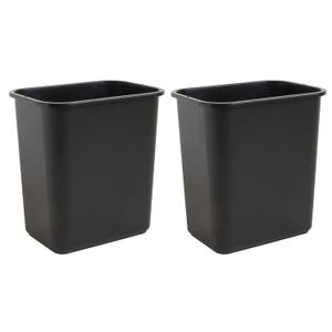 2 x United Solutions 7 Gallon / 28 Quart Space Saving Trash Wastebasket, Fits Under Desk and Small, Narrow Spaces in Commercial, Kitchen, Home Office, and Dorm, Easy to Clean, Black, (WB0338) (Pack of 2)