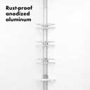 OXO Good Grips Quick-Extend Aluminum Pole Caddy
Corner Shower Caddy, Rust-Proof Aluminum Pole, Extends from 5 ft 2 in to 9 ft, Adjustable Shelves for Shower Essentials