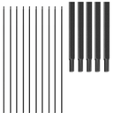 1/2 Inch Wrought Iron Plain Bar Balusters - Hollow Iron Square Metal Stair Balusters - Metal Spindles for Indoor Staircase, Satin Black (50 Pack)