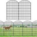 FOREHOGAR Metal Garden Fence 48in (H) x 20.3ft (L), 8 Panels + 9 Stakes Dog Fence Border Fence Animal Barrier, No Dig Garden Fencing for Yard Flower Bed Lawn Patio Outdoor, CTW4808 Black