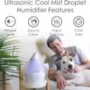 Crane Droplet Ultrasonic Small Air Humidifiers for Bedroom and Office, 0.5 Gallon Cool Mist Humidifier for Plants and Home, Humidifier Filters Optional, White