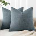 MIULEE Pack of 2 Decorative Linen Burlap Coastal Pillow Covers Farmhouse Accent Pillowcases for Sofa Car Couch Bedroom Living Room Decor 18x18 Inch Dusty Blue