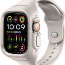 SURITCH Sport Band for Apple Watch Ultra 3/2/1 49mm & iWatch Series 9/8/7/6/5/4/SE3/SE2/SE 45mm 44mm 41mm 40mm, Soft Silicone Shockproof Rugged Protective Strap with Case for Women Men (Starlight)