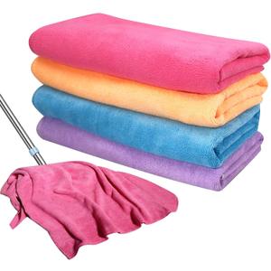 4 Pcs Multicolor Extra Large Microfiber Cleaning Cloth 30 x 20 Inch Reusable Thick Cleaning Towel Washable Solid Color Microfiber Towel for Home Office Window Cars Glass