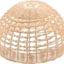 Artibetter Rattan Pendant Lamp Shade Replacement Woven Cage Hanging Lampshade Retro Chandelier Cover Natural Wicker Light Shades for Farmhouse Home Bedroom 116 Icnh
