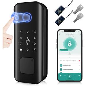 Smart Keyless Entry Door Lock with Fingerprint & Touchscreen Keypad, Auto Lock, Bluetooth Control (Black)