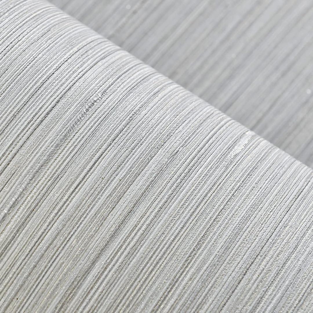 Haimin Grasscloth Wallpaper Textured 24in X 393in Fabric Contact Paper Wall Paper Textured Linen Peel and Stick Self-Adhesive Thick Vinyl Embossed Film Wallpaper (Beige Grey)