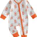 Newborn Boy Outfits Bunny Jumpsuit Long Sleeve Zipper Romper Rabbit Bodysuit Easter One Piece Outfit.6-9M