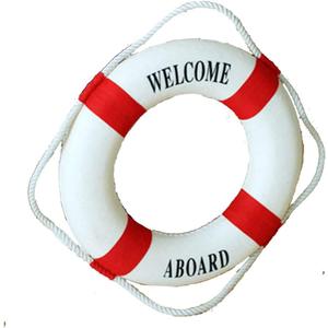 MorroMorn Lifebuoy Wall Hanging Decor - Welcome Aboard Mediterranean Style Home Decoration (Red, 12") (1.80" x 12.00")