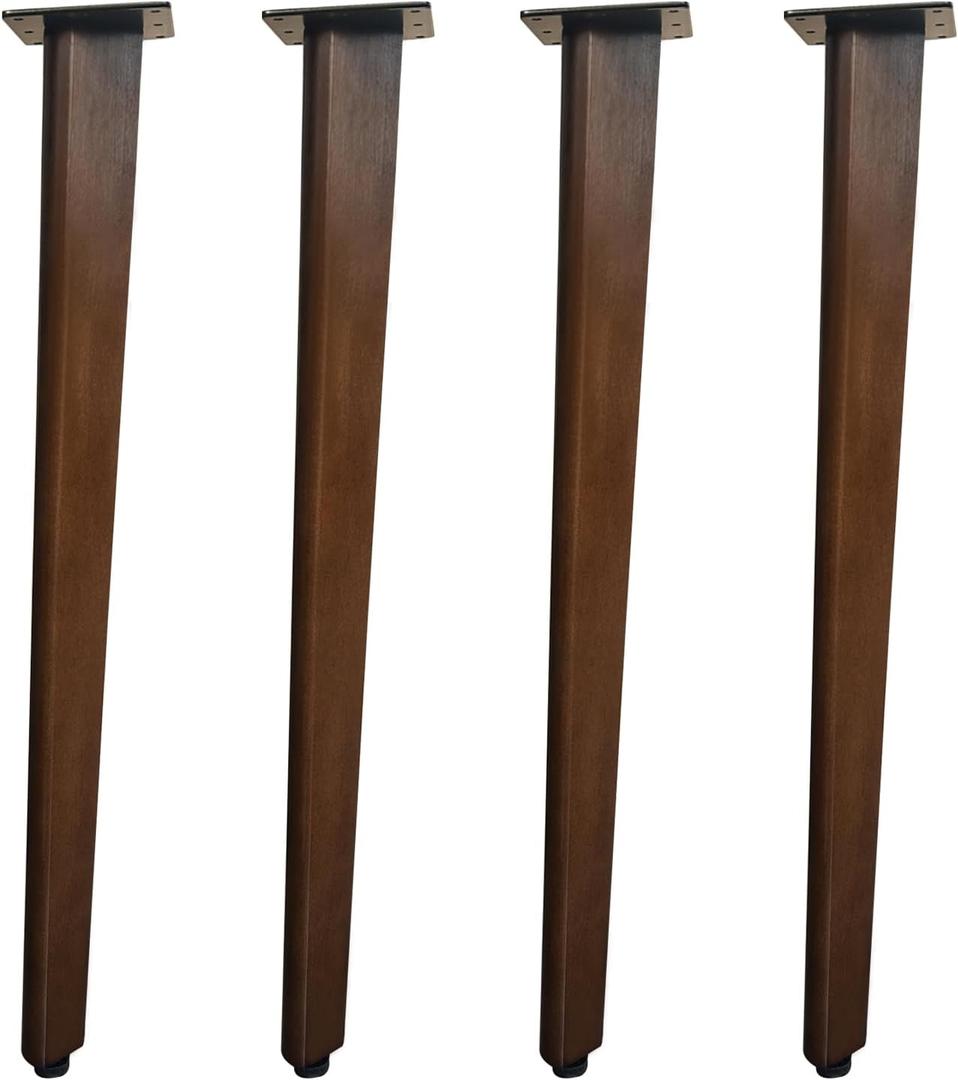 QLLY 28 inch Slant Wooden Table Legs, Solid Wood Angled Desk Legs, Furniture Legs, Set of 4, Easy to Install - Perfect for DIY Dining Tables, Coffee Tables, and Benches (Dark Walnut, 28")