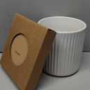 DOWAN 360 Rotating Extra Large Cooking Utensil Holder, 7.6" Kitchen Utensil Holder for Countertop, Utensil Crock for Farmhouse Kitchen Decor, Ceramic Stable Utensil Caddy, White Stripes