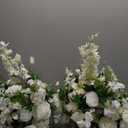 White Wedding Floral Arrangements, 23.6" Tall Free Standing Floor Flower Arrangement, Wedding Aisle Flowers for Ceremony, Large Floral Centerpiece for Entryway & Party Decor (2, White with leaves)