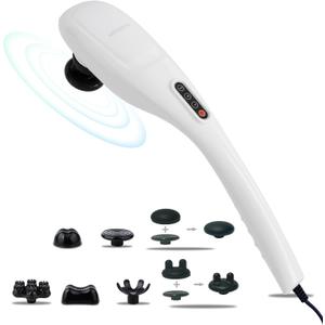 MEGAWISE Handheld Back Massager | Deep Tissue Percussion Relief for Back, Neck, Shoulders, Waist Legs, Full Body for Improved Blood Circulation and Fatigue Relief (Pearl White 6Ft Corded)