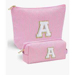 YOOLIFE Valentines Day Gifts for Kids Teen Girls Women | Initial Makeup Bag | Pink Cosmetic Bag Travel Bags | 11 12 13 14 15 16 Years Old Girl Gift Teacher Gift Teen Girl Gifts Trendy Stuff A