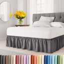 Wrap Around Dust Ruffle Bed Skirt - Dark Grey - for Queen Size Beds with 21 Inch Drop - Elastic Strap - Adjustable Pleated Bedskirt with Brushed Fabric and Wrinkle Free - for Women, Men, Kids & Teens (05 - Dark Grey)