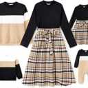 PATPAT Family Outfit for Fall Winter Women Dresses for Holiday Photoshoot (Small, Women, Lightkhaki)