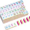 TIASUSAN Engraved American Mahjong Tile Set(4 Layer), 166 Acrylic Mahjong Tiles with A Carrying Bag and Accessories
