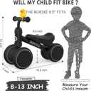 Baby Balance Bike Toys for 12-36 Months Kids Toy Boy Girls Gifts Toddler Best First Birthday Gift Children Walker No Pedal Infant 4 Wheels Bicycle (Black)