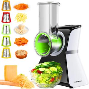 Electric Cheese Grater Salad Shooter, 5-In-1 Electric Slicer For Home Kitchen, One-Touch Easy Control, With Safety Push Bar Cheese Grater Electric For Zucchini, Cheese, Vegetables And Smoothie