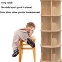 Heehee Rotating Wooden Bookshelf 360 Display 4 Tier Floor Standing Bookcase Storage Rack for Kids&Adults Solid Wood Bookshelf Organizer