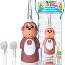 BrushBaby - WildOnes - Kids Rechargeable Electric Toothbrush, Ages 0-10 - Monkey Design with Flashing Lights - DeepClean Bristles for Superior Cleaning - 2 Replacement Brush Heads, 1 USB Cable