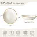 famiware Ocean Soy Sauce Dishes of 6, Oval Dipping Sauce Cups/Bowls/Dishes for Kitchen, 2.1oz Ceramic Small Bowls for Side Dish, Appetizers, Snacks, and Sushi, Dishwasher Safe, Vanilla White