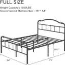 Breezehome 18in Full Size Bed Frame with Vintage Headboard and Footboard, Heavy Duty Metal Platform Bed Frame, No Box Spring Needed, Noise Free, Easy Assembly, Black