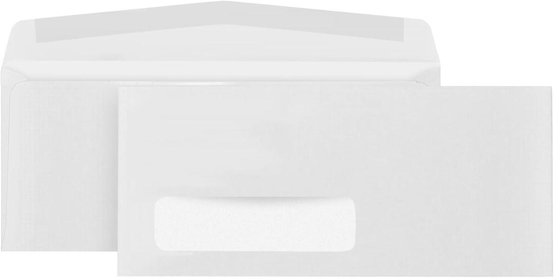 500#10 Single Digital Window Envelopes, Laser Safe for Printing, Single Left Heat Resistant Window for use with QuickBooks Invoice or Business Mail, Strong Gummed Seal, 4 1/8 x 9
