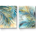 Tropical Leaves Pictures Wall Art: Abstract Palm Tree Prints Leaf Canvas Artwork Fern Botanical Watercolor Painting for Modern Living Room Bathroom Bedroom Ready to Hang, 18 x 24in