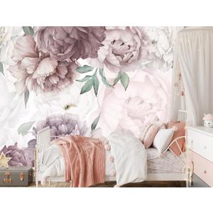Watercolor Peony Floral Wallpaper Mural Peel and Stick 82"x57"