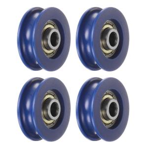 uxcell 4pcs U Type Groove Pulley Nylon Guide Rolling Bearing 5x25.5x8.5mm U Groove Roller Wheel for Door Window, Blue