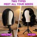 Wig Stand - Wig Stand with Head Canvas Wig Head Mannequin Head for Heavy Wigs, Wig Head Stand Manikin Head Wig Head for Wigs Making Display Styling(Wig not included), Wig Stand Tripod Height Adjustable