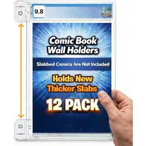 Hello LLamas SlabGrabs XL 24-Piece Comic Book Wall Mount Set (Holds 12 Slabs), 2026 Ready for Thicker CGC Cases, Heavy Duty Clear Floating Display  Comics/Slabs Not Included
