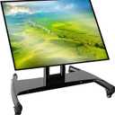 Rolling TV Stand, Portable Mobile Floor Confidence Monitor Stand on Wheels for 32-75 Inch Flat Screen TVs, Low Profile TV Cart with Height and 90 Viewing Angle Adjustable, Max VESA 600x400mm, 100lbs
