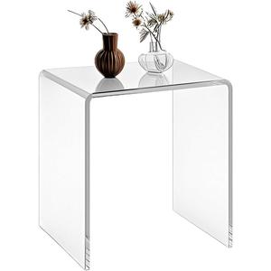 Clear Transparent Acrylic End Table with Rounded Edges,18"H Compact Small Table, Acrylic Side Table Suitable for Living Room, Night Stands for Bedrooms, Modern Occasional Tables 12"D x 16"W x 18"H