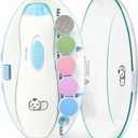 Royal Angels Upgraded 6 in 1 Baby Nail Trimmer with Labeled Case, 4 Colored Pads for Newborns to Toddlers, Whisper Quiet Electric Nail File with LED Light, Safe Manicure Set for Families (Babyblue) (8 Piece Set)